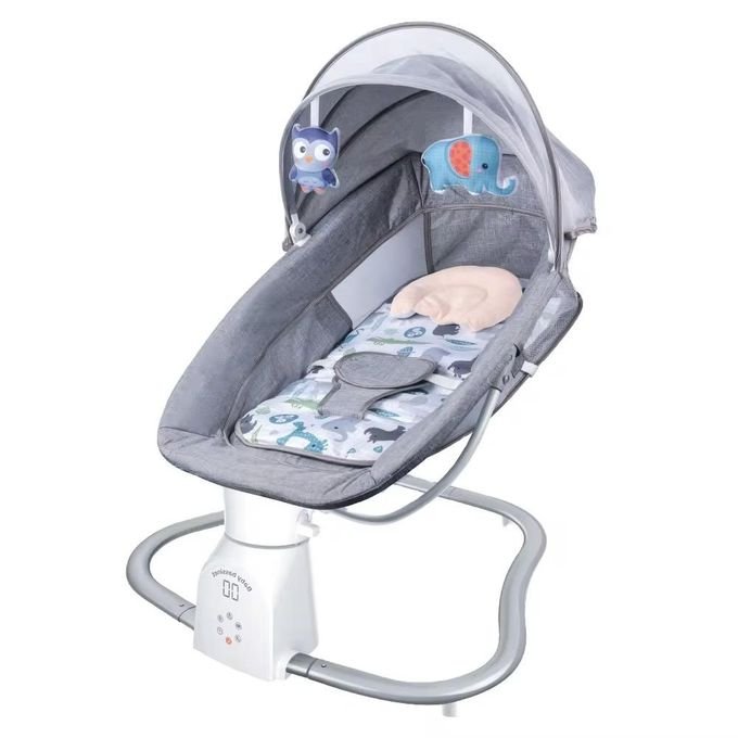 Balançoire Bébé 3-en-1 Multifonction – Musicale & Télécommandée -GRIS