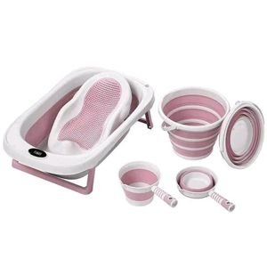 Set de Bain Pliable pour Bébé – 6 pièces (Rose et Blanc)