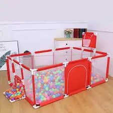 Parc de Jeu pour Bébé avec Balles Colorées – Grand Format Sécurisé - Rouge