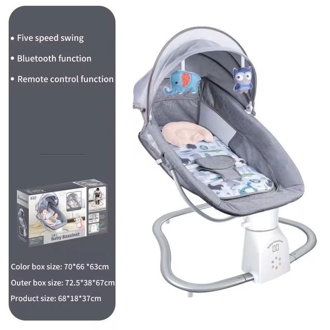 Balançoire Bébé 3-en-1 Multifonction – Musicale & Télécommandée -GRIS – Image 2