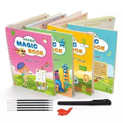 Coffret "Arabic Magic Book" – 4 Livres Réutilisables + Stylos Magiques