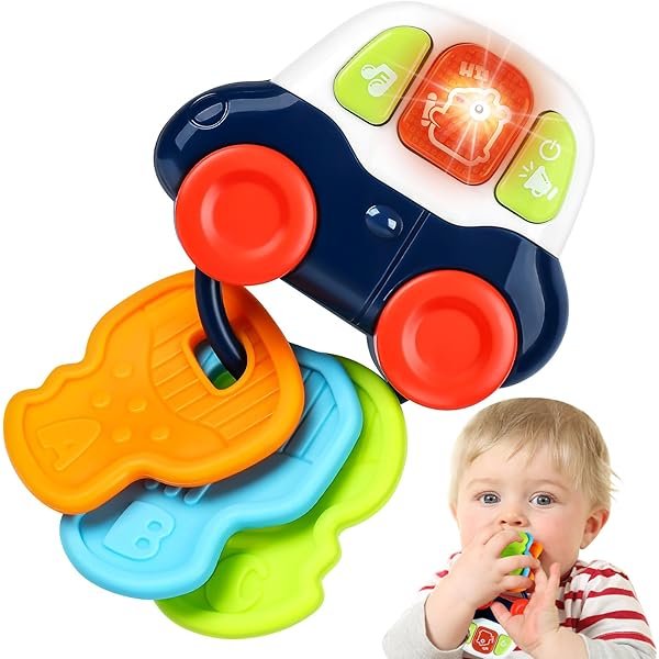 Clé Musicale Bébé en Forme de Voiture – Sons & Lumières Interactifs (6 mois+)