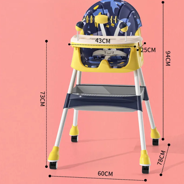 Chaise Haute Évolutive Bébé 3 en 1 – Multifonction avec Plateau Amovible et Roulettes – Image 4