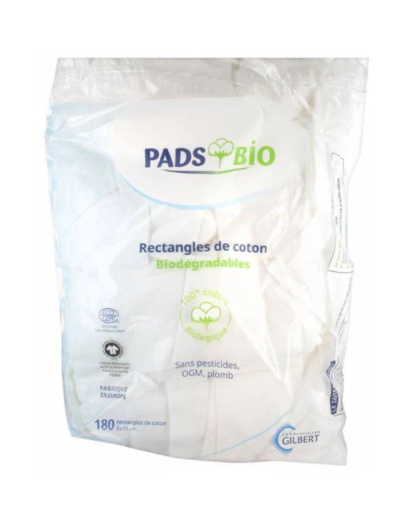 Pads Bio – Rectangles de Coton Biodégradables (180 pièces )