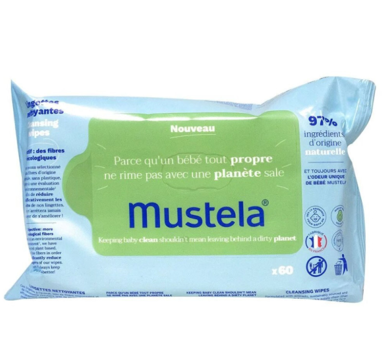 Mustela – Lingettes Nettoyantes Bébé x60