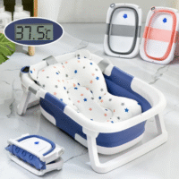 Baignoire Bébé Pliable avec Coussin Ergonomique
