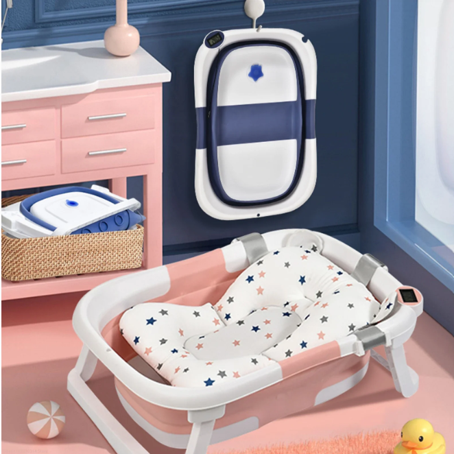 Baignoire Bébé Pliable avec Coussin Ergonomique – Image 2