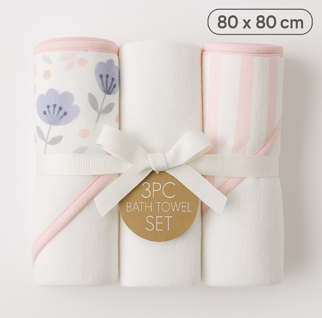 Cape de Bain Bébé – 80 cm – Douces & Élégantes