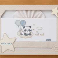 Parure de Draps 3 Pièces – NAF NAF Bébé – Motif Panda Ballons – 100% Coton