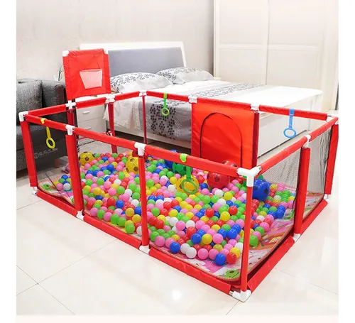 Parc de Jeu pour Bébé avec Balles Colorées – Grand Format Sécurisé - Rouge – Image 4