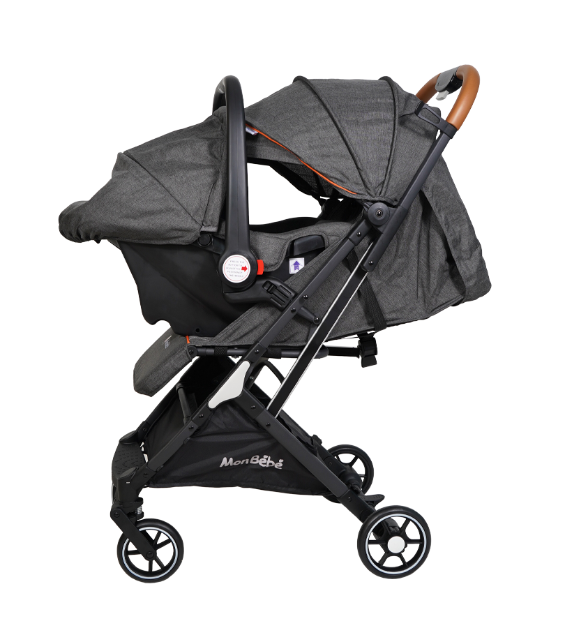 Pack Poussette + Siège Auto MonBébé – Modèle Travel System (Gris Foncé) – Image 4