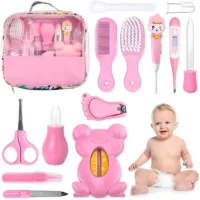 Trousse de Soin Bébé Complète – 15 Pièces – Coloris Rose