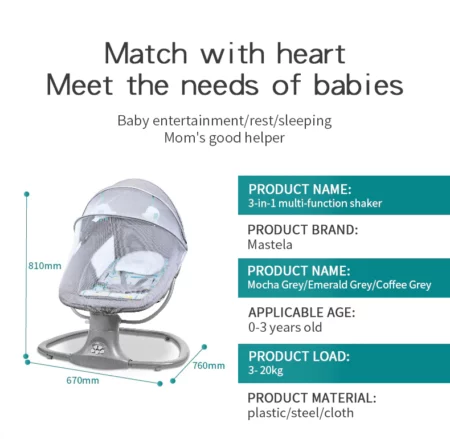 Balançoire Bébé Multifonction Musicale avec Télécommande – Mastela – Image 4