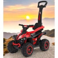 Quad Porteur Évolutif avec Poignée de Poussée – Rouge et Noir