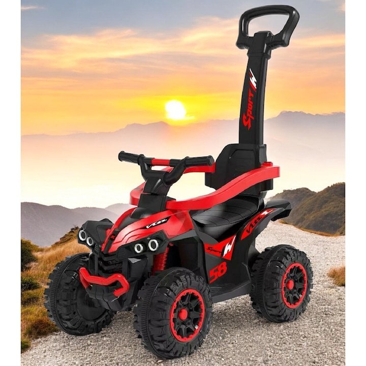 Quad Porteur Évolutif avec Poignée de Poussée – Rouge et Noir