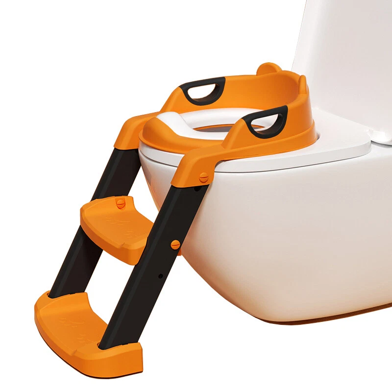 Réducteur de Toilette avec Marche et Poignées – Confort & Sécurité -Orange – Image 2