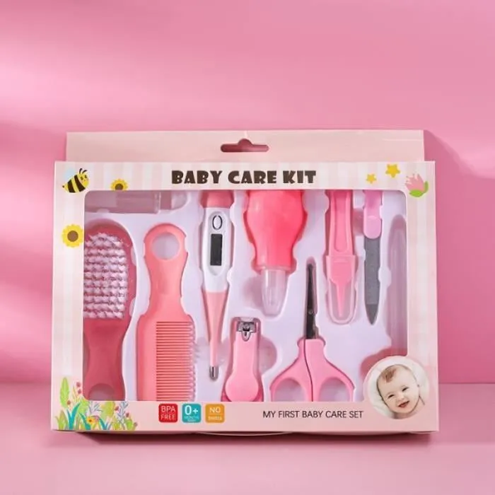 Trousse de Soin Essentielle pour Bébé – 10 Pièces – Coloris Rose