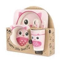 Set de Vaisselle Enfant en Fibre de Bambou – 5 Pièces
