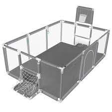 Parc de Jeu pour Bébé avec Balles Colorées – Grand Format Sécurisé - Gris