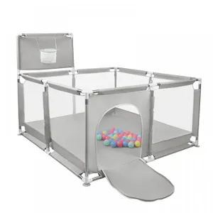 Parc de Jeu pour Bébé avec Balles Colorées – Grand Format Sécurisé - Gris – Image 3