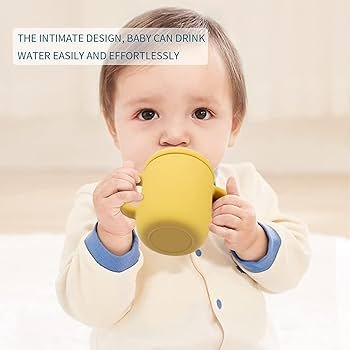 Tasse de transition de bébé pour boissons chaudes et froides en silicone -150 ml – Image 6