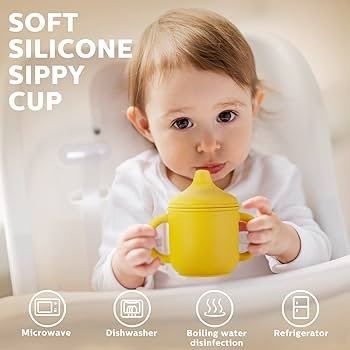 Tasse de transition de bébé pour boissons chaudes et froides en silicone -150 ml – Image 4