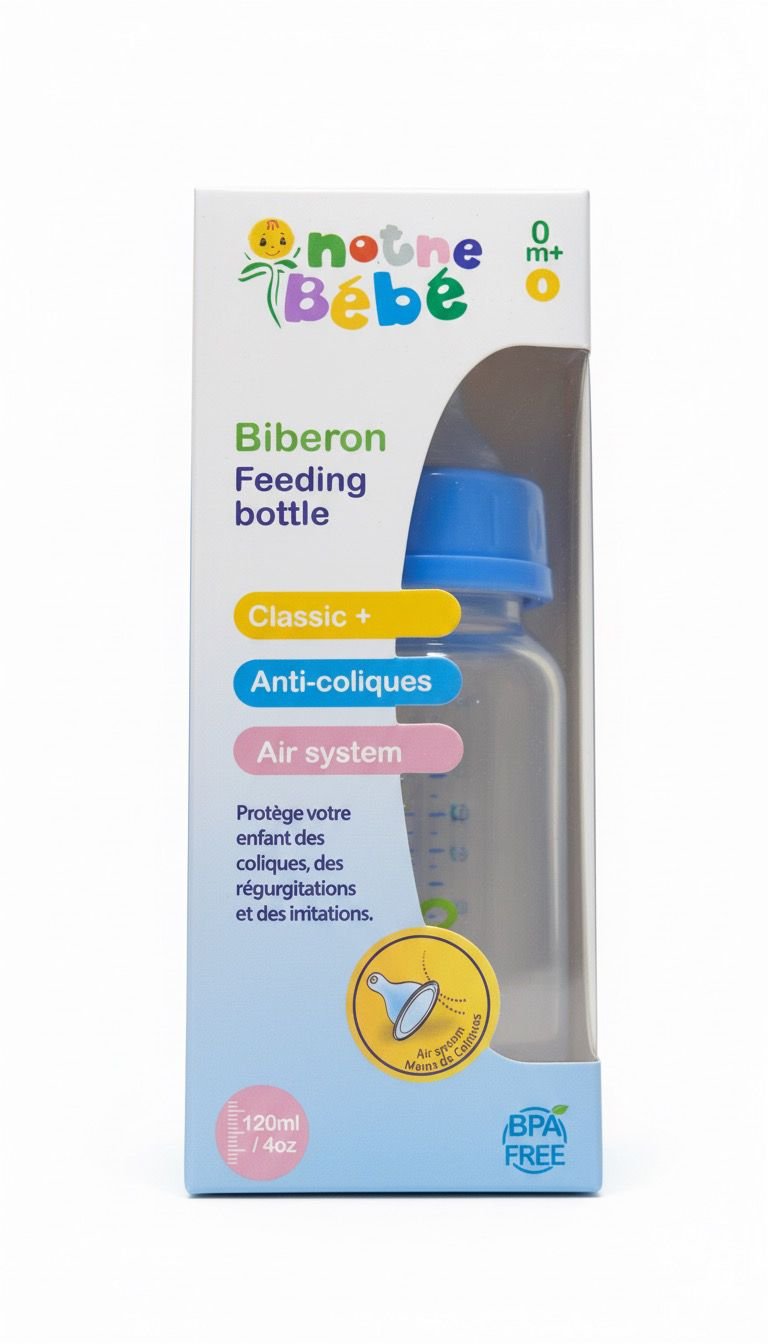 Biberon Anti-Coliques Classic + | 120ml | 0 Mois et Plus | Sans BPA