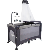 Lit Parc Cododo Multifonction – Pliable avec Table à Langer et Mobile Musical gris
