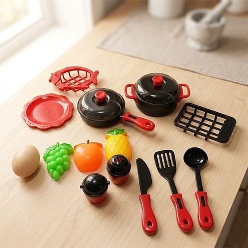 Mini Set de Cuisine Jouet pour Enfants – Réchaud de Cuisson Rouge avec Marmites, Poulet Rôti et Accessoires de Chef – Édition Premium – Image 4