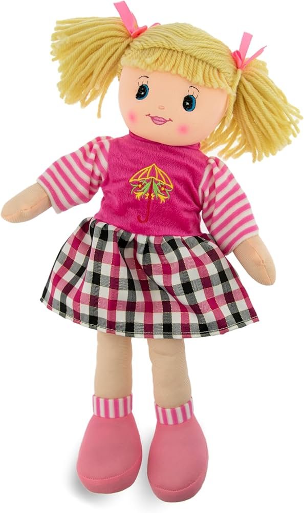 Poupée Chiffon en Peluche pour Fille – Poupée Compagnon Douce avec Robe à Carreaux - plusieurs couleurs – Image 5