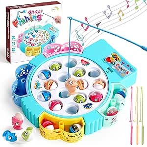 Jeu de Pêche Jeux de Société Musical Magnétique Poisson Jouets avec 4 Cannes à Pêche pour Les Enfants 3 4 5 Ans (Couleur Aléatoire) – Image 5