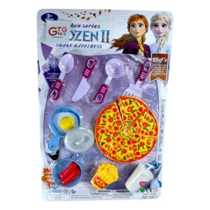 Set de Cuisine Jouet Pour Enfants – Thème La Reine des Neiges 2 (Frozen II) – Pizza à Découper & Accessoires de Restauration Rapide – Image 2