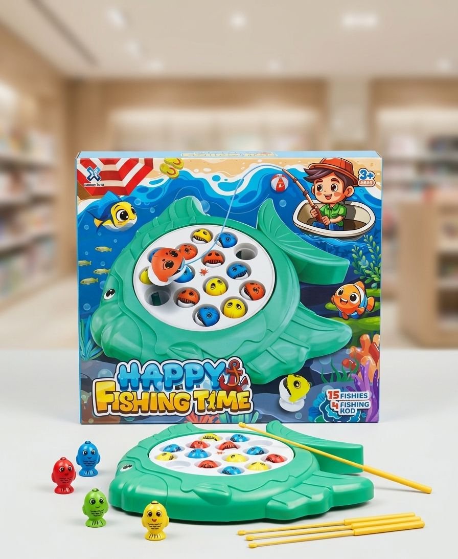 Jeu de Pêche Jeux de Société Musical Magnétique Poisson Jouets avec 4 Cannes à Pêche pour Les Enfants 3 4 5 Ans (Couleur Aléatoire) – Image 3