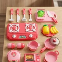 Grand Set de Cuisine Jouet "Delicious Chef Kitchen" – Mini Électroménager avec Cuiseur à Riz, Micro-Ondes, Poêle et Fruits – 3 Ans +