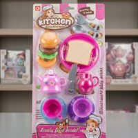 Set de Dîner et Goûter "Dinnerware Play Series" – Service à Thé Rose avec Hamburger À Assembler et Accessoires – 3 Ans +