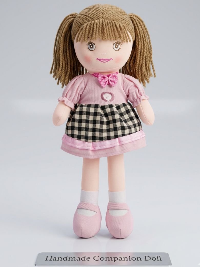 Poupée Chiffon en Peluche pour Fille – Poupée Compagnon Douce avec Robe à Carreaux - plusieurs couleurs