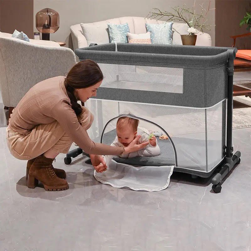 Lit cododo réglable sur plusieurs niveaux avec des roues – Gris fonce – Image 2