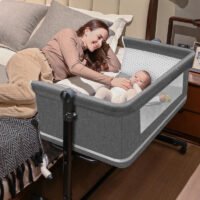 Lit cododo réglable sur plusieurs niveaux avec des roues – Gris clair
