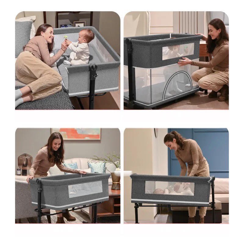 Lit cododo réglable sur plusieurs niveaux avec des roues – Gris fonce – Image 4
